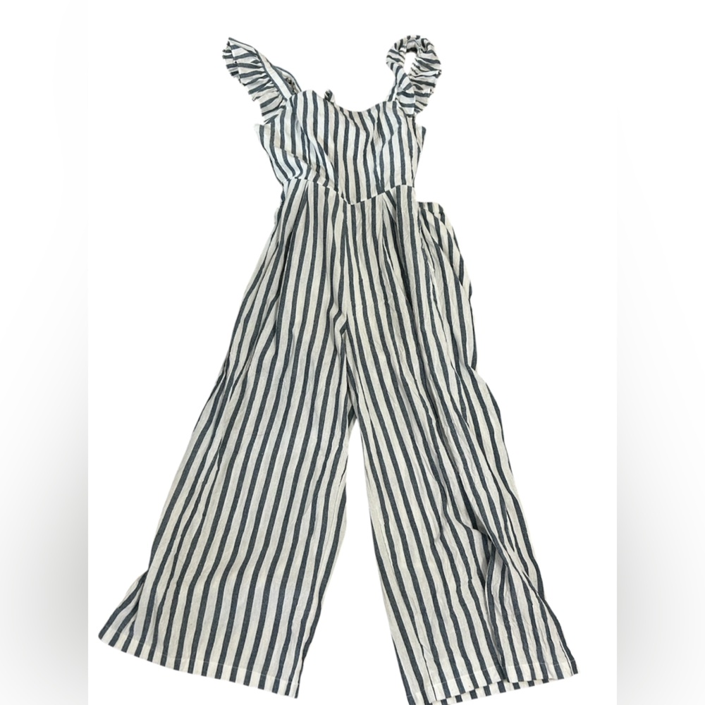 Striped Blue and White Women's Jeans Overalls
